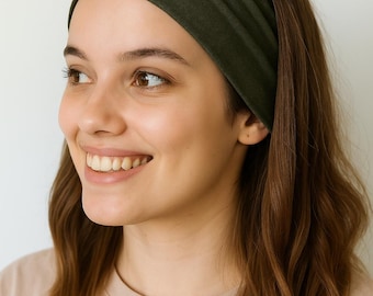 Organic Cotton Tencel Extra Wide Headband, Stretch Yoga Hairband