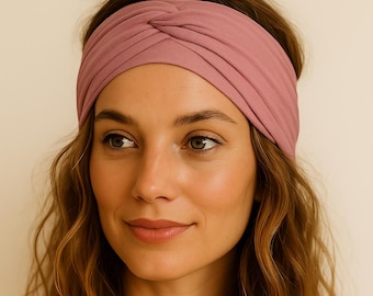 Double Twist Headband Tencel & Organic Cotton Wide Boho Turban