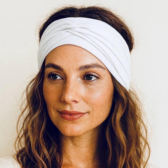 Organic Cotton Tencel Twist Headband, Wide Stretch Soft Boho  display picture 1