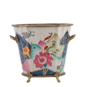 Tobacco Leaf Porcelain Cachepot Planter