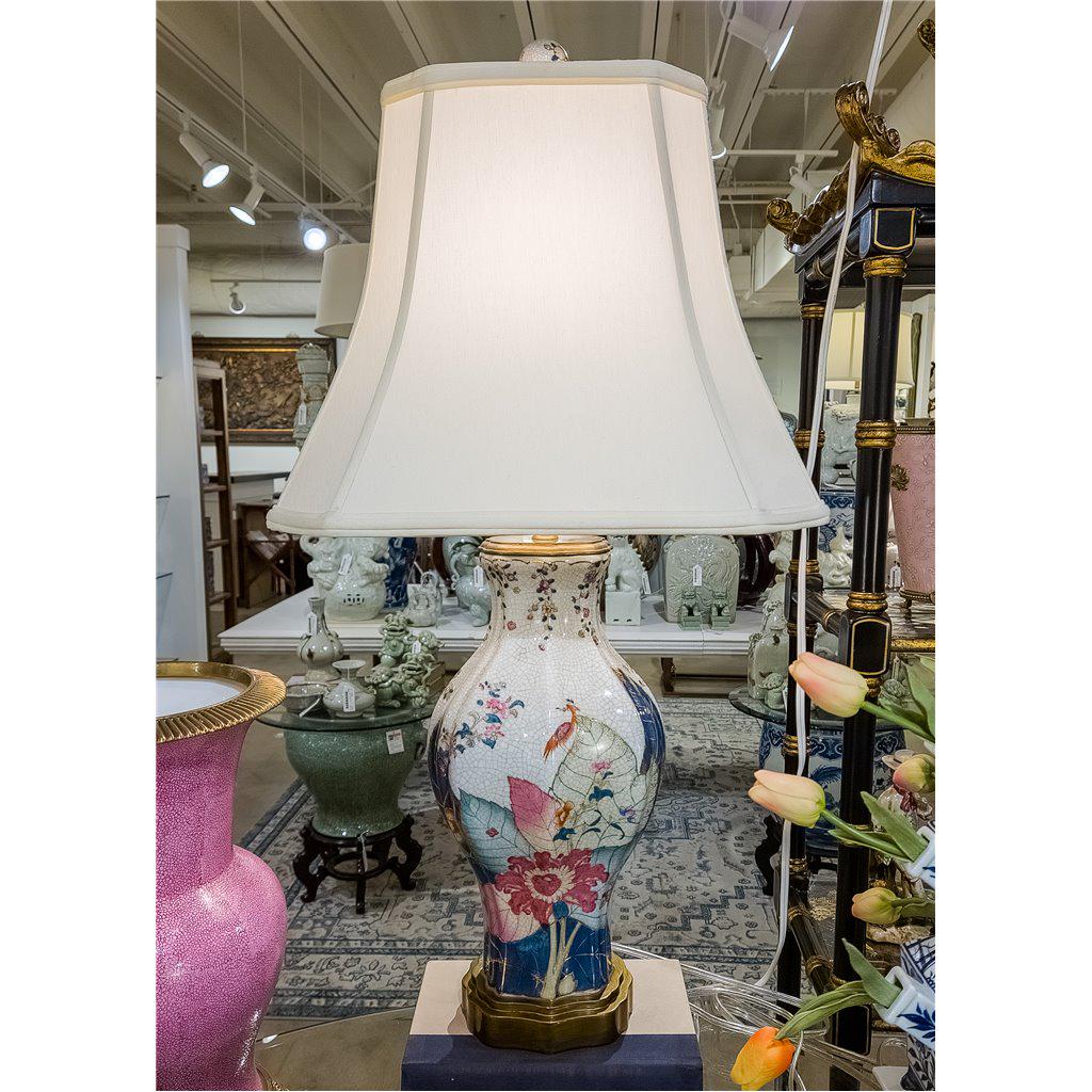 tobacco lamp Tobacco Leaf Porcelain Table Lamp | 31” Tall With Shade