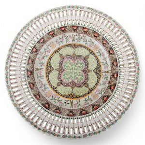 Vintage Inspired 14&quot; Decorative Porcelain Plate with a Unique Floral Pattern  – Statement Wall Decor