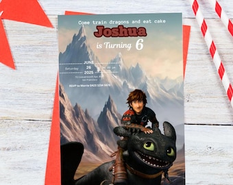 How to Train Your Dragon Birthday Invitation | Toothless Viking Party (Digital Download)