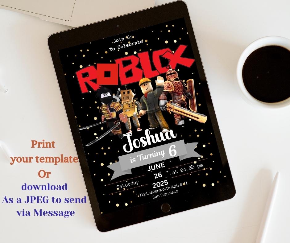 Roblox Birthday Invitation – Editable Digital Party Invite for Boys ...