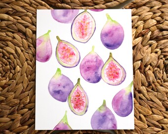 Watercolor Figs Art Print| Fall or Autumn Wall Art, Home Décor, Food Painting Kitchen Art