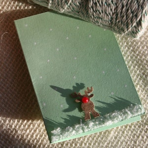 Rudolph the Red Nosed Reindeer Mint Green Christmas Holiday Gift Enclosure Card