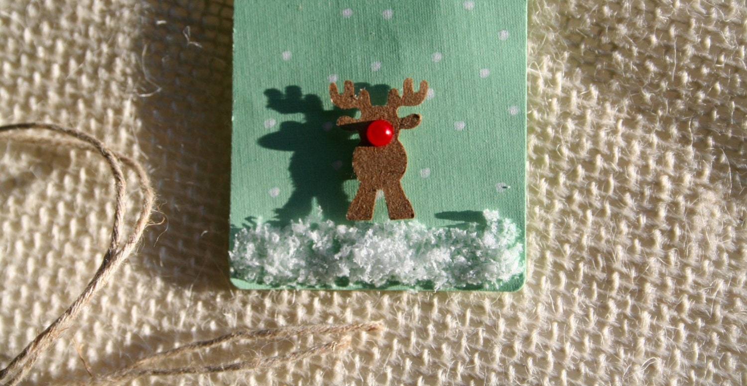 Medium Rudolph the Red Nosed Reindeer Mint Green Christmas Holiday Gift ...
