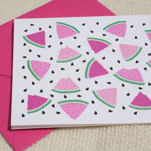 Illustrierte Wassermelonenscheiben Muster Rosa Blanko Klappkarte