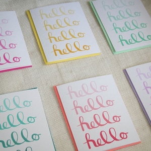 Rainbow Ombré "Hello" Stationery Set / caligrafía, tarjeta de felicitación en blanco, , juego de regalo, juego de tarjetas de notas, papelería rainbow