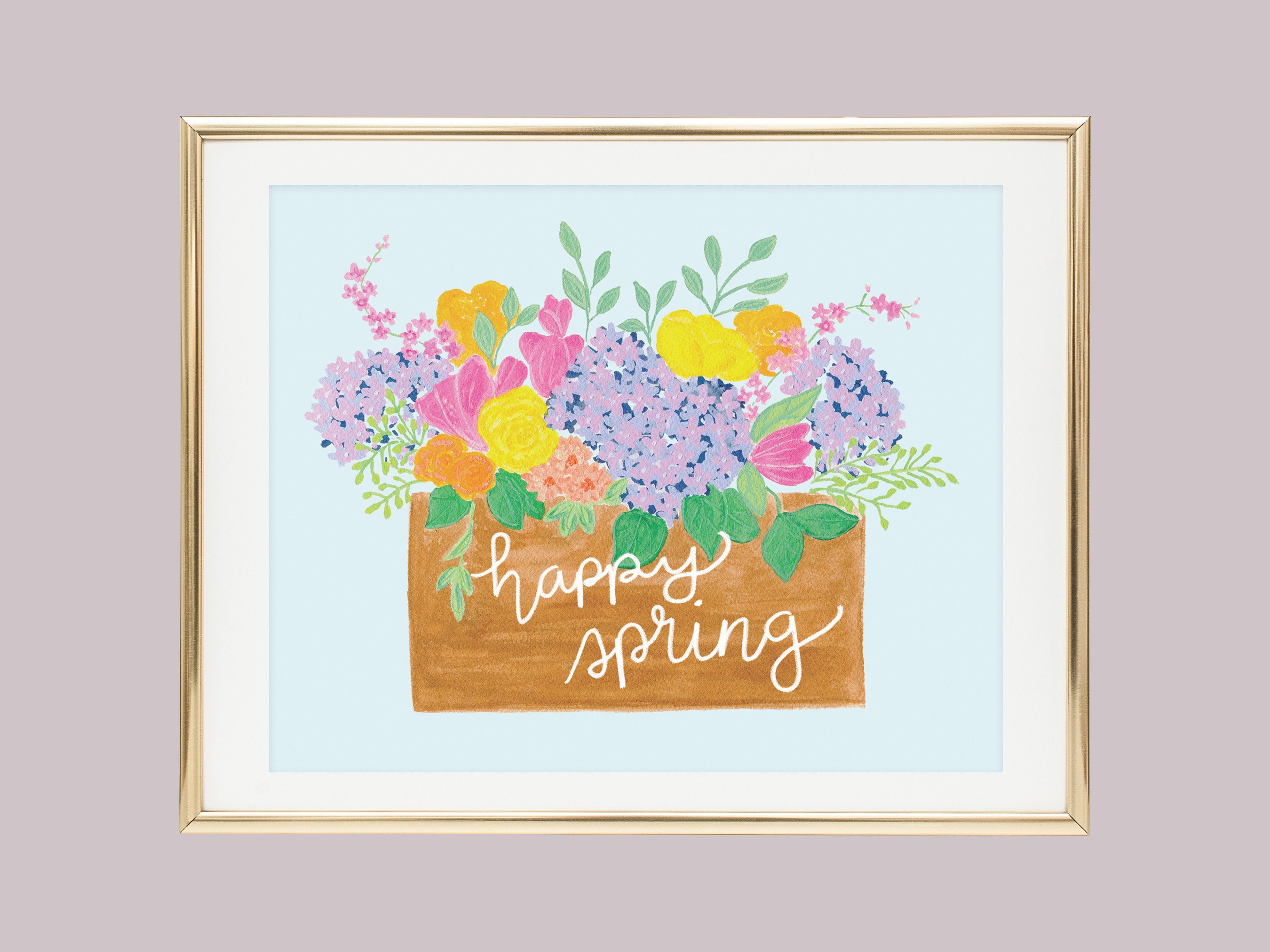 Spring Flower Box Art Print | Floral Wall Art, Happy Spring Sign ...