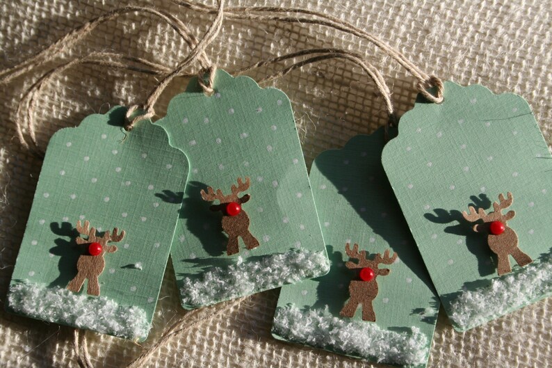 Large Rudolph the Red Nosed Reindeer Mint Green Christmas Holiday Gift ...