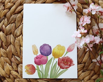 Watercolor Tulip Bouquet Art Print | Floral Wall Art, Botanical Painting for Spring Farmhouse Home Décor