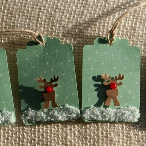 Medium Rudolph de Rode Neus Rendier Mint Groen Kerstvakantie Cadeau Tags