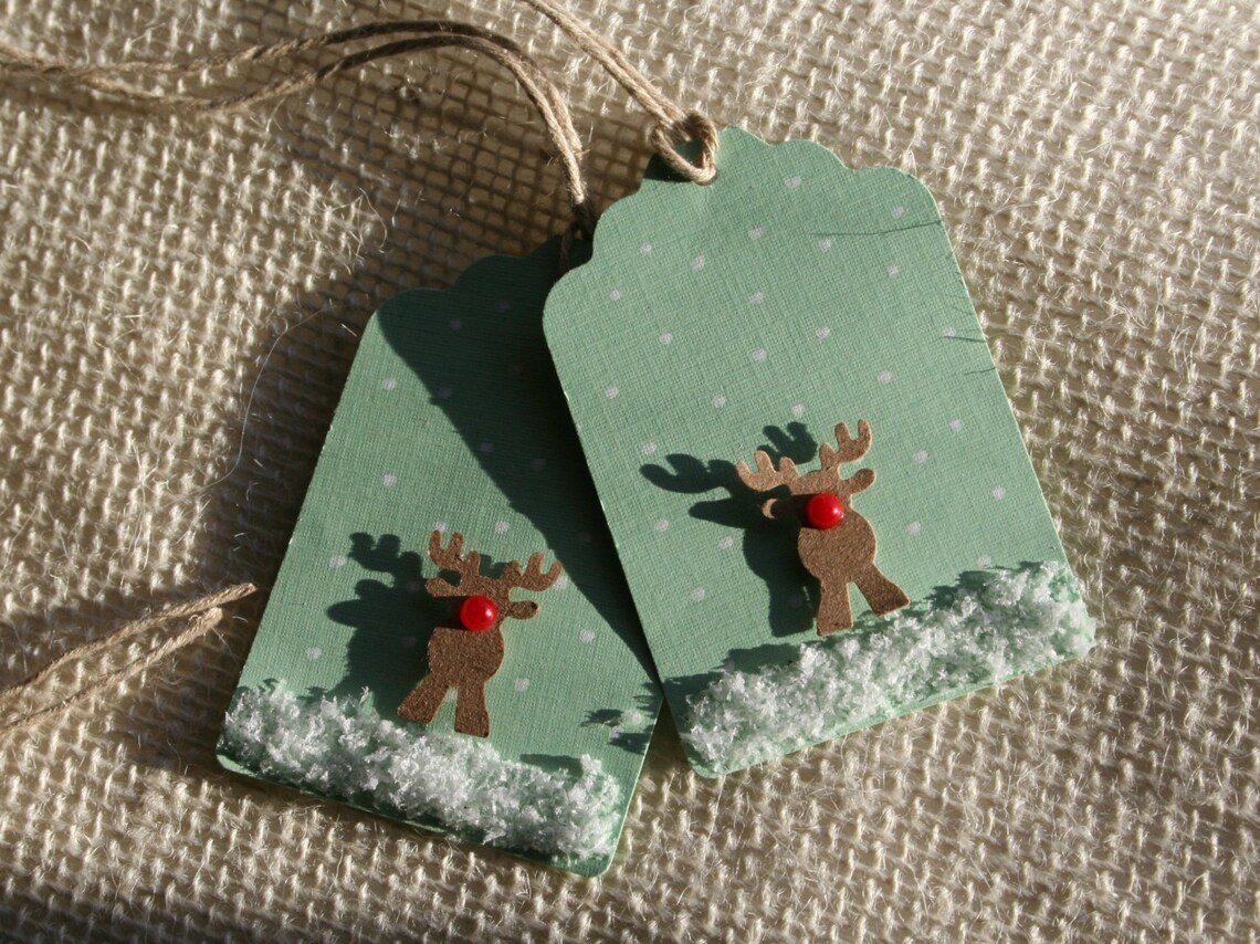 Large Rudolph the Red Nosed Reindeer Mint Green Christmas Holiday Gift ...