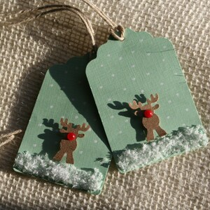 Grote Rudolph de Rode Neus Rendier Mint Groen Kerstvakantie Cadeau Tags