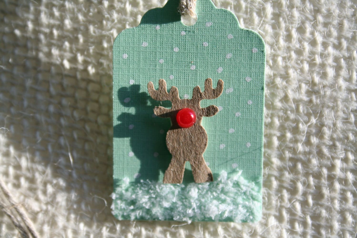 Small Rudolph the Red Nosed Reindeer Mint Green Christmas Holiday Gift ...