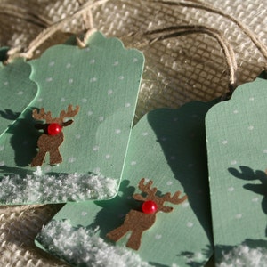 Large Rudolph the Red Nosed Reindeer Mint Green Christmas Holiday Gift ...