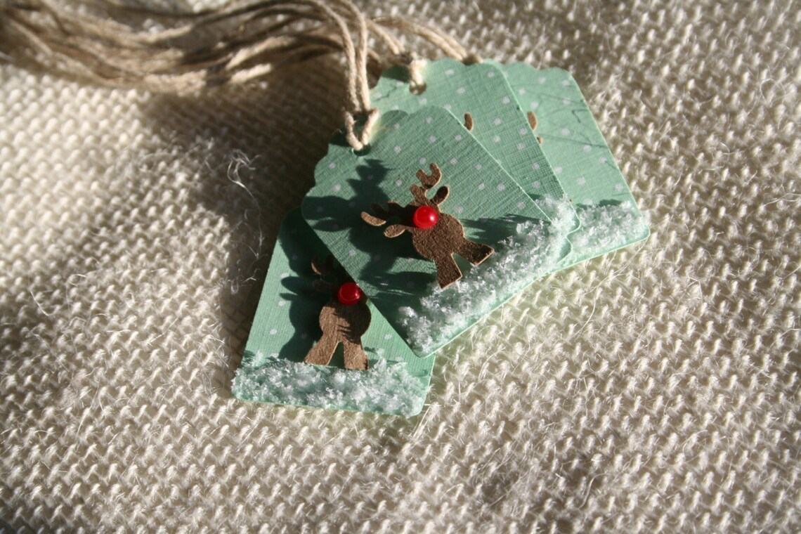 Small Rudolph the Red Nosed Reindeer Mint Green Christmas Holiday Gift ...