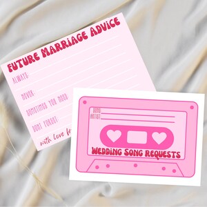 Carte de demande de chanson de mariage | Carte de voeux de mariage | Modèle Canva de bande magnétique modifiable | Rose rétro imprimable | Téléchargement instantané