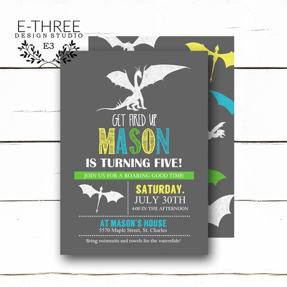Invitation Dragon Birthday Party Invitations Anniversaire Etsy France
