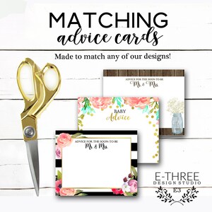 Cartes de conseils imprimables - Baby Shower ou Wedding Shower Advice Cards To Match Our Designs