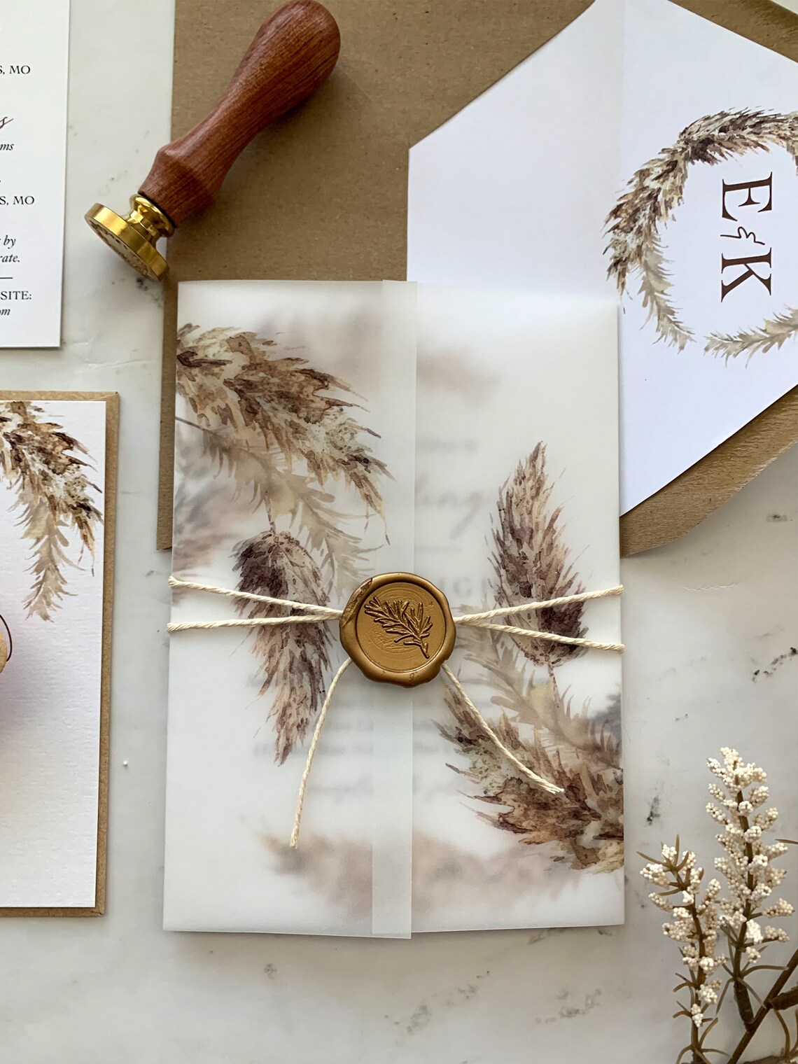 Pampas Grass Vellum Wrap and Wax Seal Add on for Ella Etsy