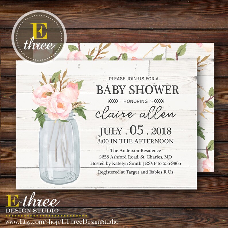 baby shower invitations baby shower themes for girls rustic flowers baby shower