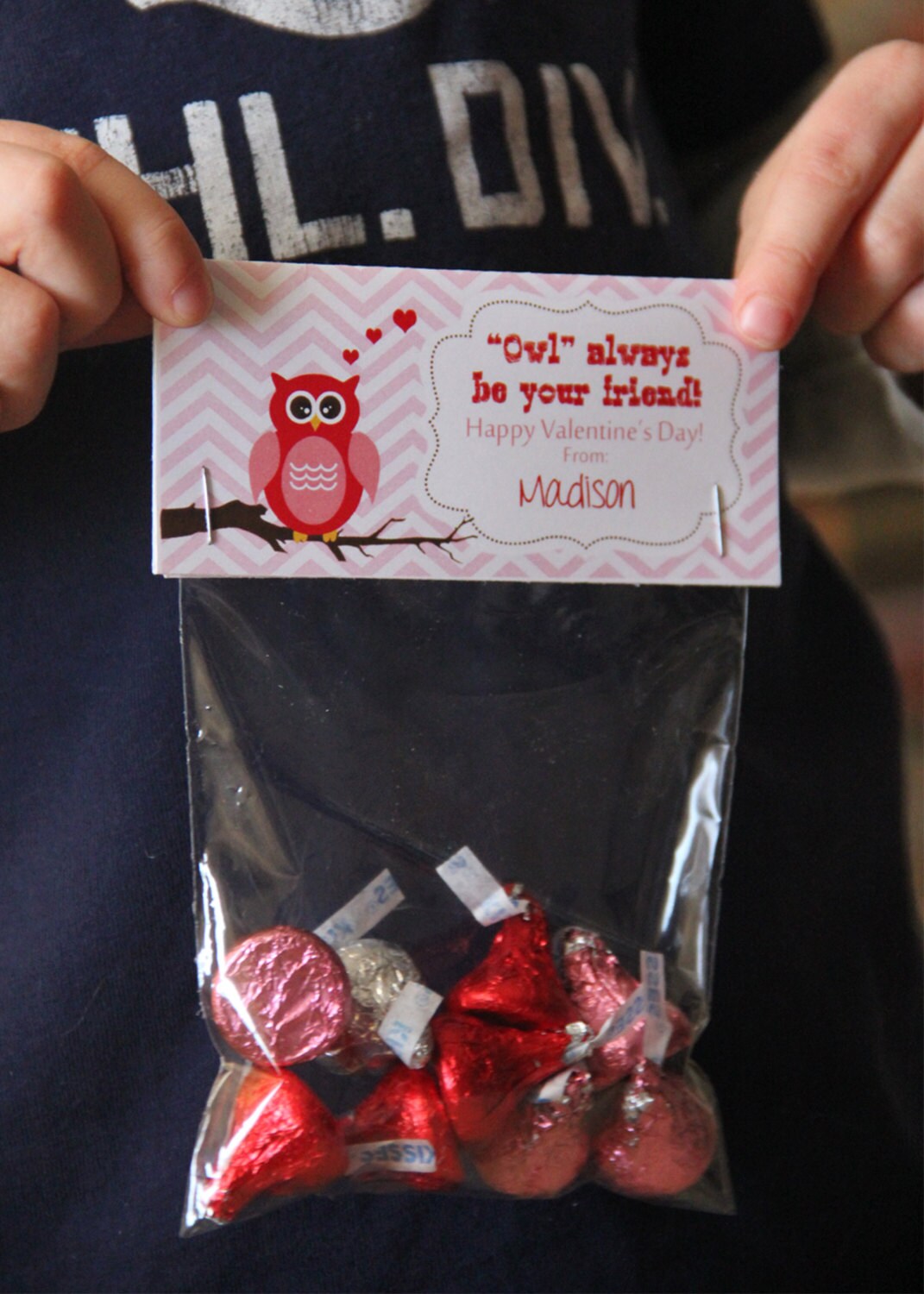 Girl's Printable Valentines - Owl Valentines - Pink and Red Girl DIY Valentine - Treat Bag Toppe