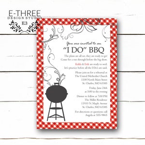 I Do BBQ Rehearsal Dinner Invitation - Red Gingham