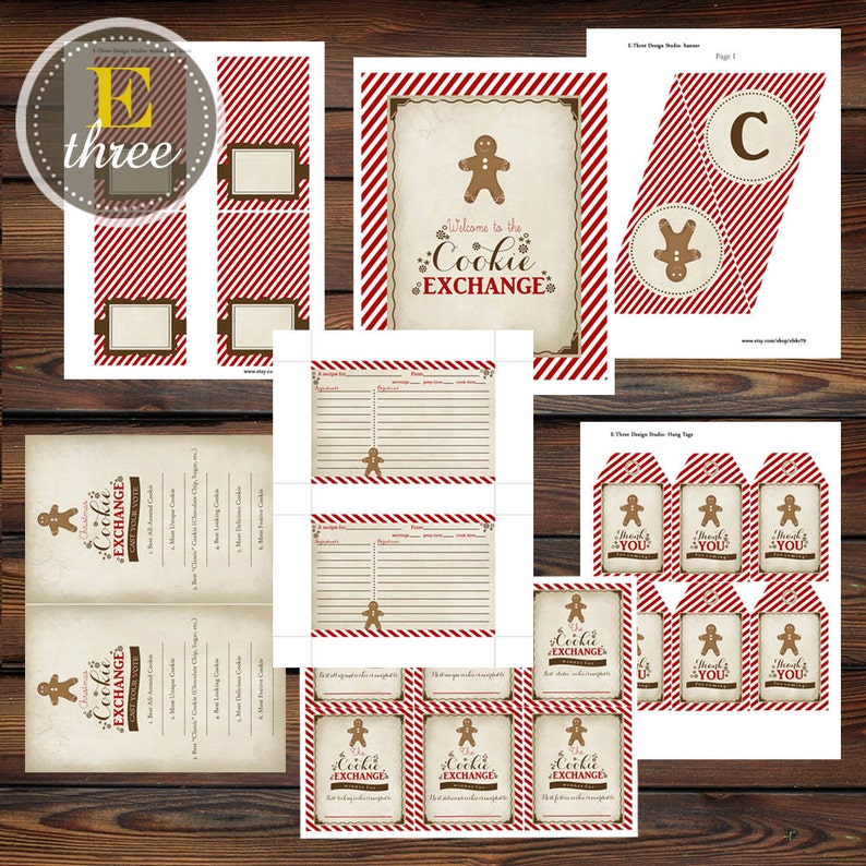 Christmas Cookie Exchange Party Kit - Printable Gingerbread Man Cookie ...