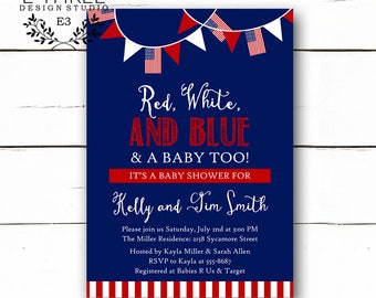 4th of July Baby Shower Invitation - Red White and Blue Baby Shower Invitations - Summer Baby Shower Invite #1028