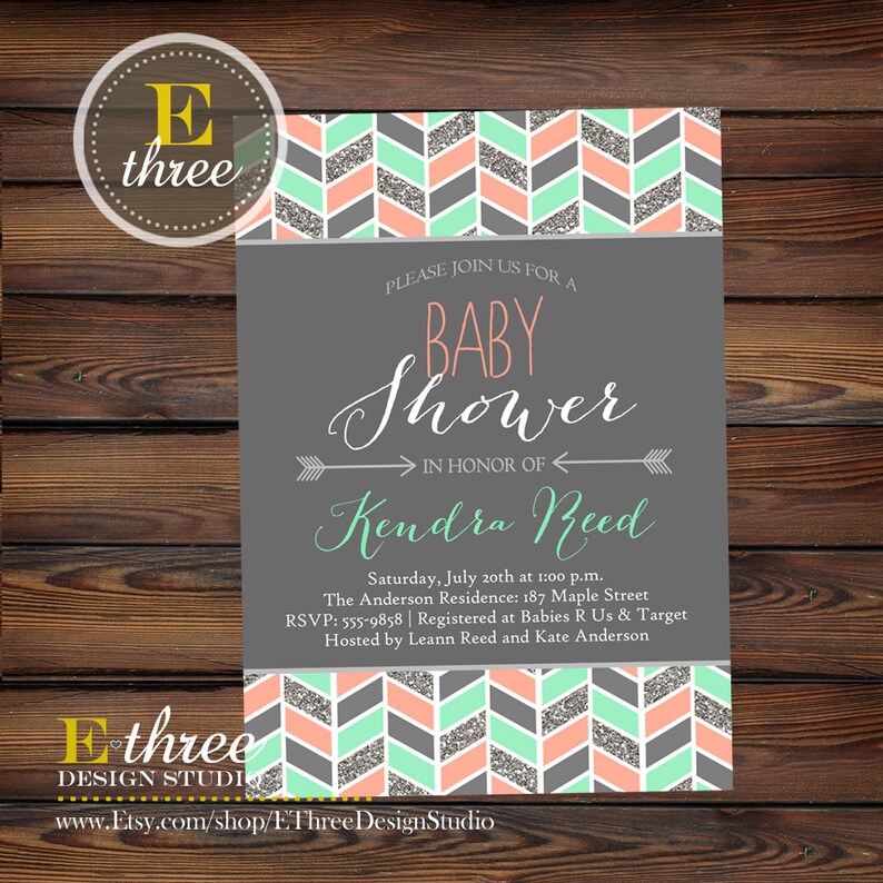 Aztec Girl's Baby Shower Invitation Tribal Silver | Etsy