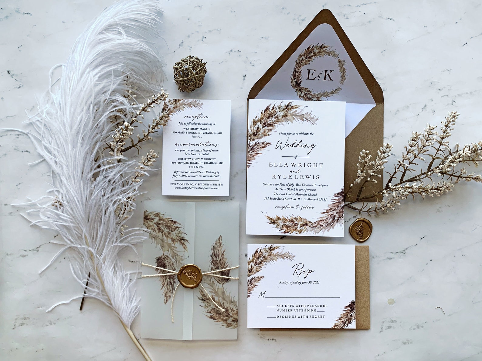 Pampas Grass Vellum Wrap and Wax Seal Add on for Ella Etsy