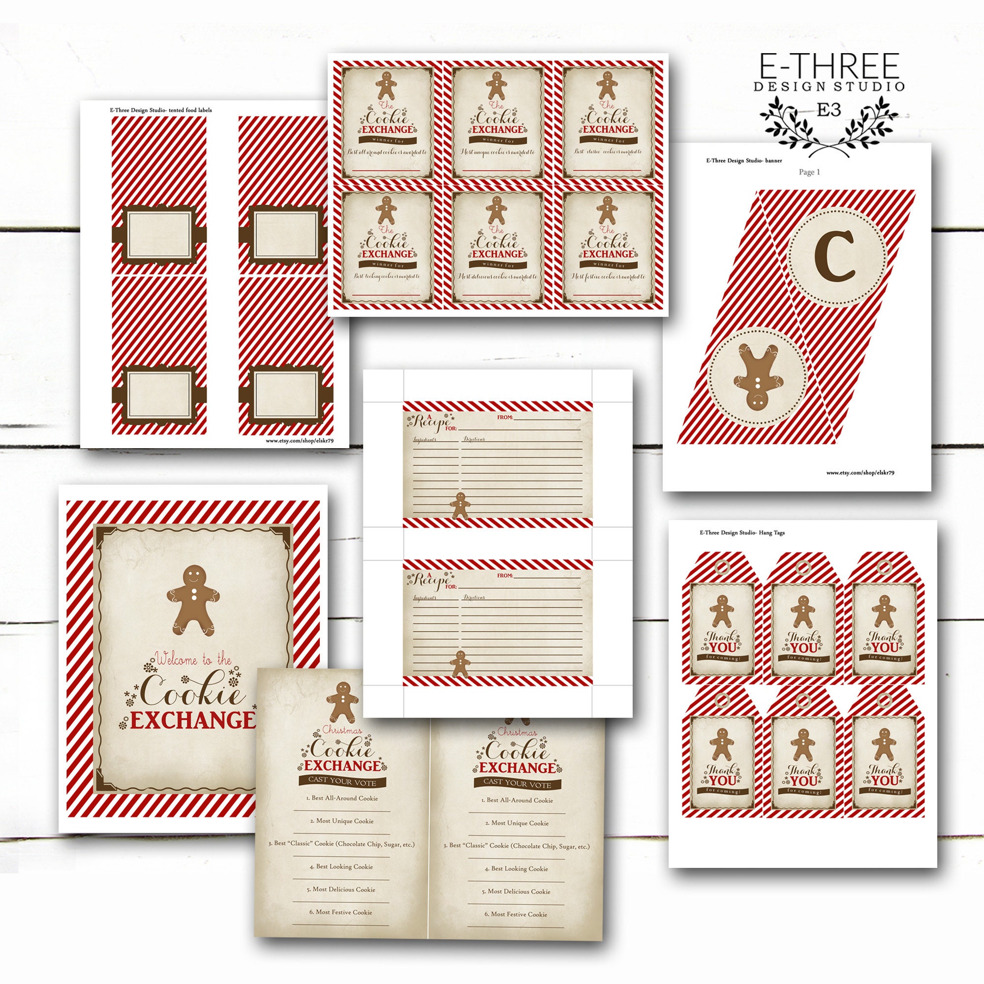 Christmas Cookie Exchange Party Kit - Printable Gingerbread Man Cookie ...
