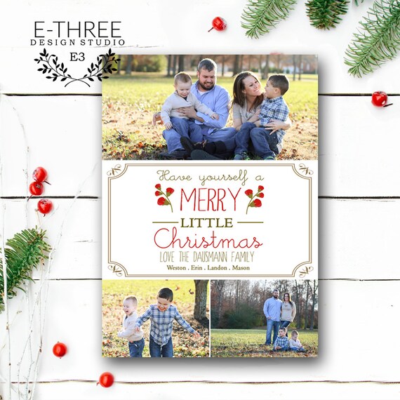 Printable Rustic Christmas Card Holiday Photo Foliage and | Etsy