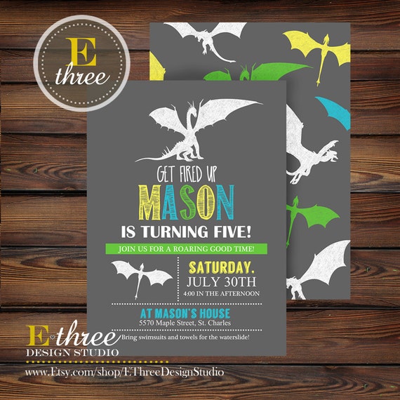 Invitation Dragon Birthday Party Invitations Anniversaire Etsy France