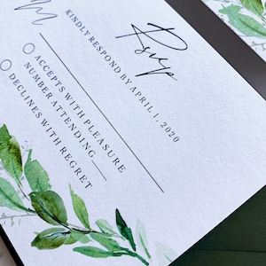 Greenery Wedding Invitation Suite, Watercolor Greenery Wedding Invitations with Vellum and Wax Seal, Brynn Collection image 6