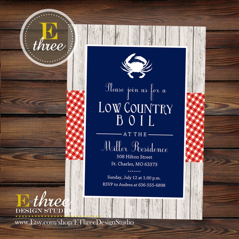 Seafood Boil Invitation Low Country Boil Party Invite | Etsy