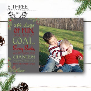 Funny Photo Christmas Card - Naughty or Nice Lump of Coal Christmas Card - Sorry Santa Funny Holiday Cards