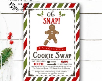 Invitación de intercambio de cookies de Navidad Oh Snap - Divertido Holiday Cookie Swap Party Invitar