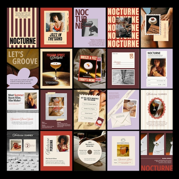 Plantillas retro para redes sociales del año 2000, branding veraniego de Canva (descarga digital)