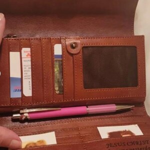 Handmade Brown Leather Wallet – Long Vintage Style Clutch for Women – Card Holder with ID Window & Pen Slot – Elegant Everyday Purse