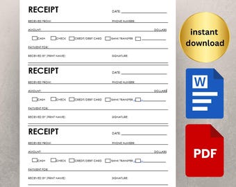 Bearbeitbare minimalistische Quittungsvorlage für Vermieter und Unternehmen (PDF/Word)