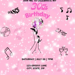 Fête d'anniversaire disco sur invitation numérique