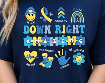 Camiseta "Down Right Amazing", camiseta de concienciación sobre el síndrome de Down, sudadera inclusiva, regalo para madres de niños con síndrome de Down, top estético "Extra Chromosome Coquette"