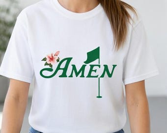 Camiseta Golf Amen, Camiseta Azalea Pink para torneos de golf, Camiseta divertida para fiestas de cumpleaños de golf, Camiseta Par Tee para mujer con estampado de golf para mujer, regalo