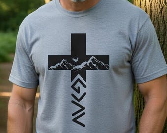 Camiseta "Dios es más grande", camiseta cristiana para hombre, camiseta con estampado religioso, ropa con versículos bíblicos modernos, regalo minimalista de adoración.