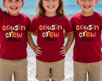 Camiseta infantil personalizada con el nombre de Cousin Crew, camiseta personalizada para bebés y jóvenes, regalo a juego para reuniones familiares, linda camiseta infantil personalizada.