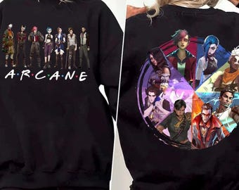 Limited Friends Character Arcane Shirt, Vintage Vi Vander JinX Silco 2 Sided T-shirt, Jinx Caitlyn ,  Bootleg LOL Shirt, Sweatshirt, Hoodie