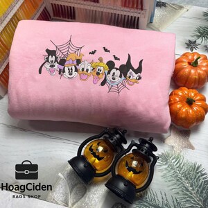 Chemise brodée Spooky Seaon, chemise d&#39;Halloween dessin animé souris et ami, chemise brodée Magical Land